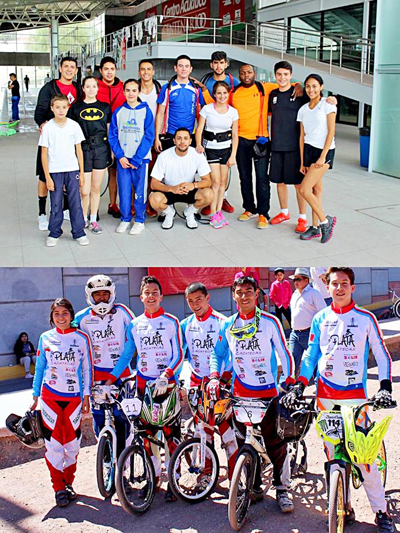 En las imágenes, los deportistas zacatecanos que se destacaron en las disciplinas de BMX y natación ■ foto: FACEBOOK INCUFIDEZ