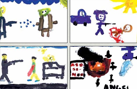 Niños del municipio oaxaqueño de Nochixtlán plasmaron en dibujos su sentir al escuchar los relatos de las vivencias de familiares y vecinos tras la agresión policiaca del 19 de junio