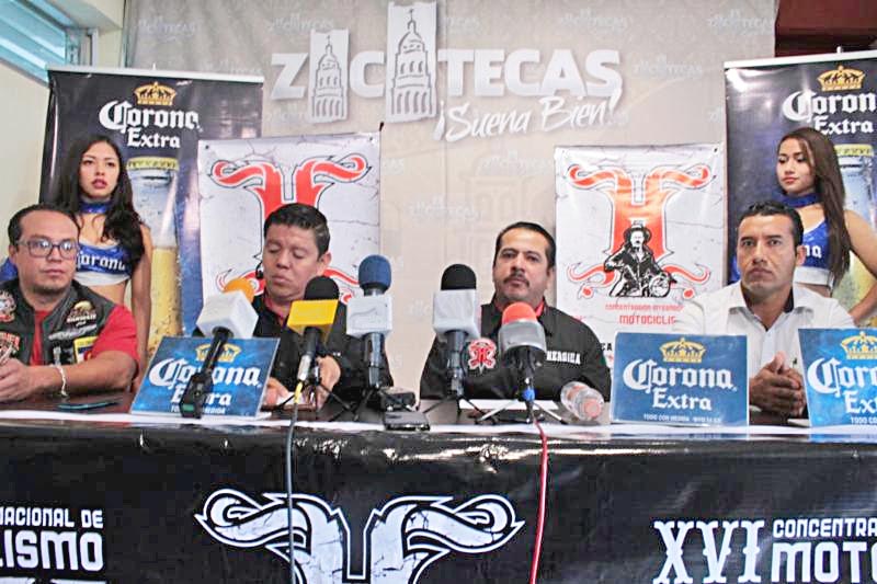 Presentación del evento, en la que las autoridades invitaron a los motociclistas a disfrutar de la ciudad de Zacatecas ■ FOTO: LA JORNADA ZACATECAS