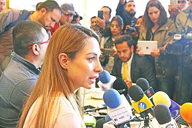 Iris Aguirre Borrego convocó a una conferencia de prensa ■ FOTO: ANDRÉS SÁNCHEZ