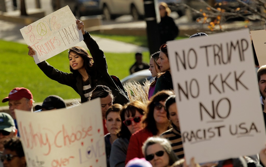 Manifestación en Kansas City contra el presidente electo Donald Trump. Foto Ap