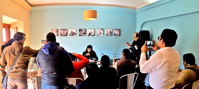 Soledad Luévano, ex candidata a la presidencia municipal de la capital por Morena, ofreció una conferencia de prensa ■ foto: la jornada zacatecas