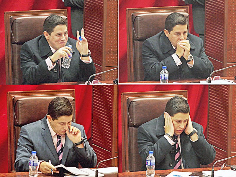 El secretario de Finanzas, Jorge Miranda Castro, compareció ante la 62 Legislatura para desglosar la Ley de Ingresos ■ fotos: ernesto moreno