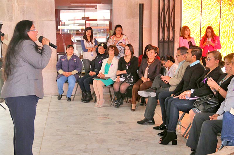Se ofreció la conferencia sobre la historia de la conmemoración del Día Internacional de la Mujer, impartida por Yolanda González, directora de Capacitación de Semujer ■ foto: la jornada zacatecas
