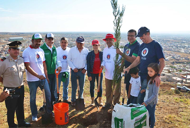 Decenas de voluntarios y funcionarios plantaron mil 200 árboles ■ FOTO: ANDRÉS SÁNCHEZ