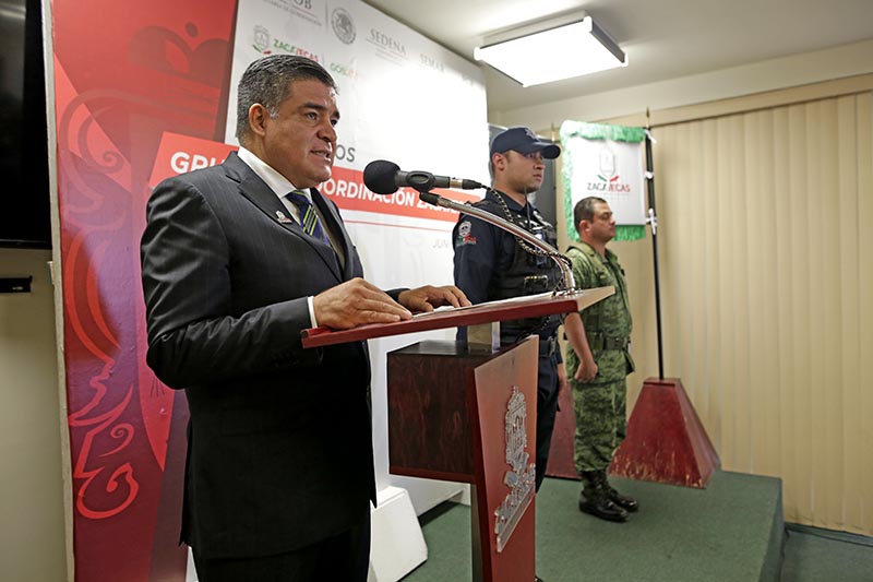Ismael Camberos Hernández ofreció una conferencia de prensa este martes en las instalaciones de la Secretaría de Seguridad Pública estatal ■ foto: la jornada zacatecas