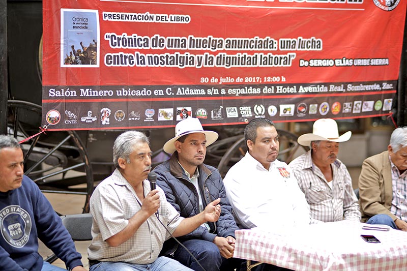 Mineros de la Sección 201 del Sindicato Nacional de Trabajadores Mineros, Metalúrgicos, Siderúrgicos y Similares de la República Mexicana ofrecieron una conferencia de prensa FOTO: ANDRÉS SÁNCHEZ