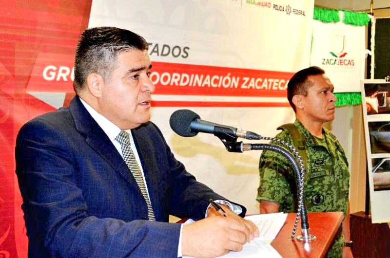 Ismael Camberos Hernández, secretario de Seguridad Pública, brindó este martes una conferencia de prensa n foto: la jornada zacatecas