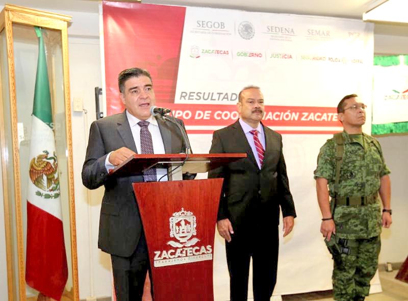 El secretario de Seguridad Pública, Ismael Camberos Hernández, ofreció una conferencia de prensa n foto: la jornada zacatecas