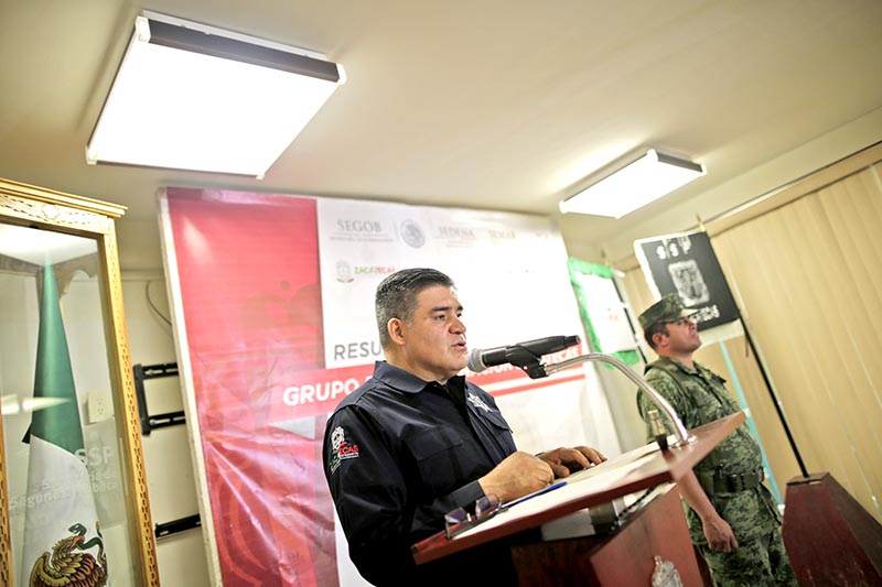 Este domingo el titular de la Secretaría de Seguridad Pública, Ismael Camberos Hernández, ofreció una conferencia de prensa ■ FOTO: LA JORNADA ZACATECAS