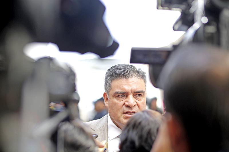 Ismael Camberos Hernández, secretario de Seguridad Pública, en entrevista colectiva, este lunes ■ FOTO: LA JORNADA ZACATECAS