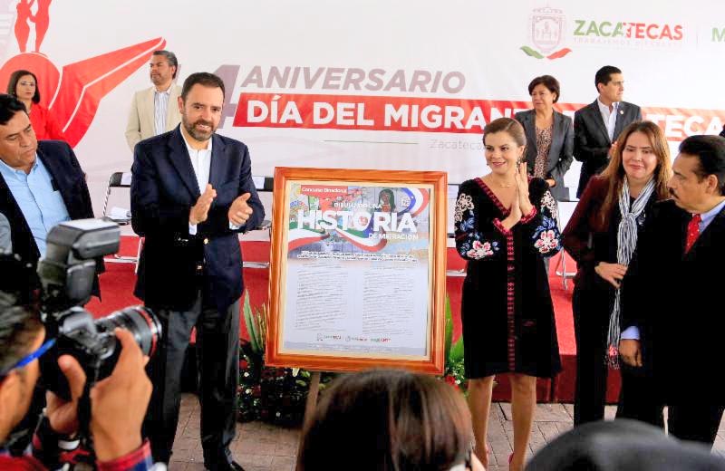 Este sábado, el gobernador presidió la ceremonia del 14 aniversario del Día del Migrante Zacatecano n foto: la jornada zacatecas