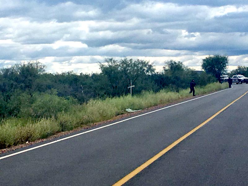 El hallazgo, en el kilómetro 20+500 de la carretera estatal Villa de Cos a Chichimequillas ■ FOTO: LA JORNADA ZACATECAS