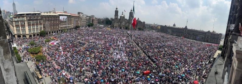Vista panorámica del Zócalo capitalino, previo al inicio del último informe de gobierno del presidente López Obrador, el 1 de septiembre de 2024. Foto Víctor Camacho