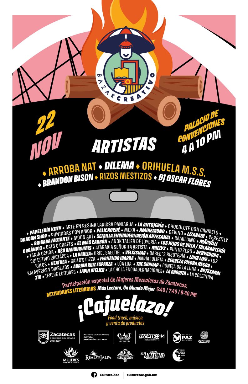 La novena edición de este espacio, dedicado al impulso de las empresas creativas locales, tendrá conciertos, fogata monumental, expo venta especial realizada por mujeres mezcaleras y fomento a la lectura. Foto: Gobierno del Estado de Zacatecas