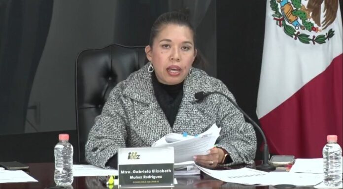 En la sesión, la consejera Gabriela Elizabeth Muñoz Rodríguez detalló las etapas del proceso y las razones de la improcedencia. Foto: Captura de pantalla del evento
