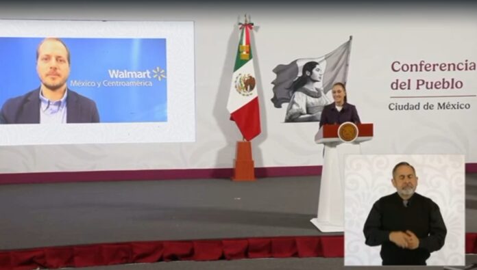 Claudia Sheinbaum aseguró que incrementarán la venta de productos “Hechos en México” en sus tiendas. Foto: Captura.