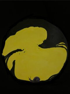 Guillermo Méndez. Silencio enclaustrado. Óleo sobre MDF imprimado. 60 cm. diámetro. 2025.
