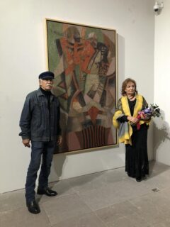 Ismael Guardado e Irma Valerio en la celebración del aniversario 30 de la Galería Irma Valerio. 2021.