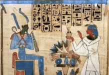 Plutarco nos cuenta que Set divide a Osiris en catorce partes. En esta imagen, Osiris representado como el rey del inframundo. Imagen tomada de mitosymas.