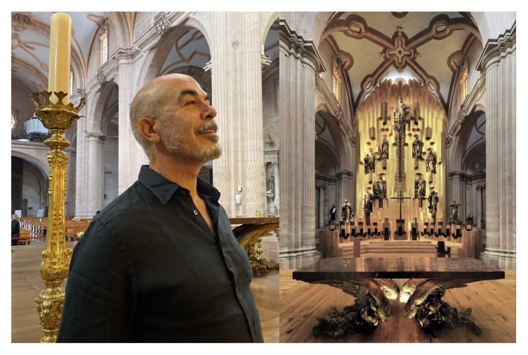 Javier Marín se reencuentra con su retablo en Zacatecas. Julio 2025.