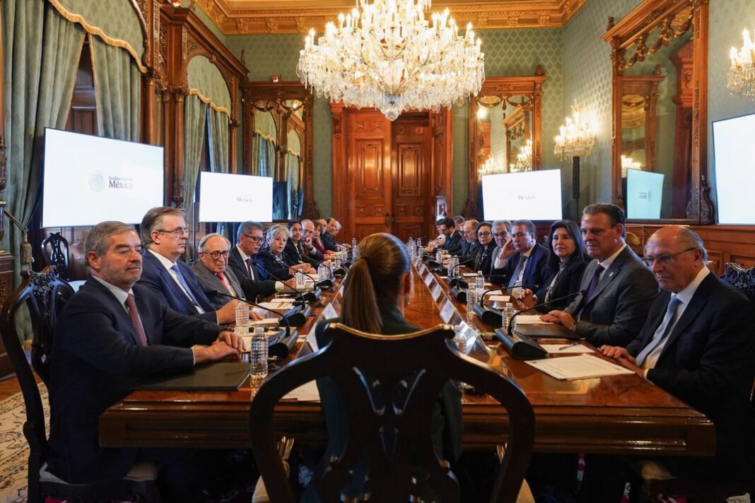 La presidenta Claudia Sheinbaum recibió a la delegación de Brasil en Palacio Nacional. Foto: Cortesía.