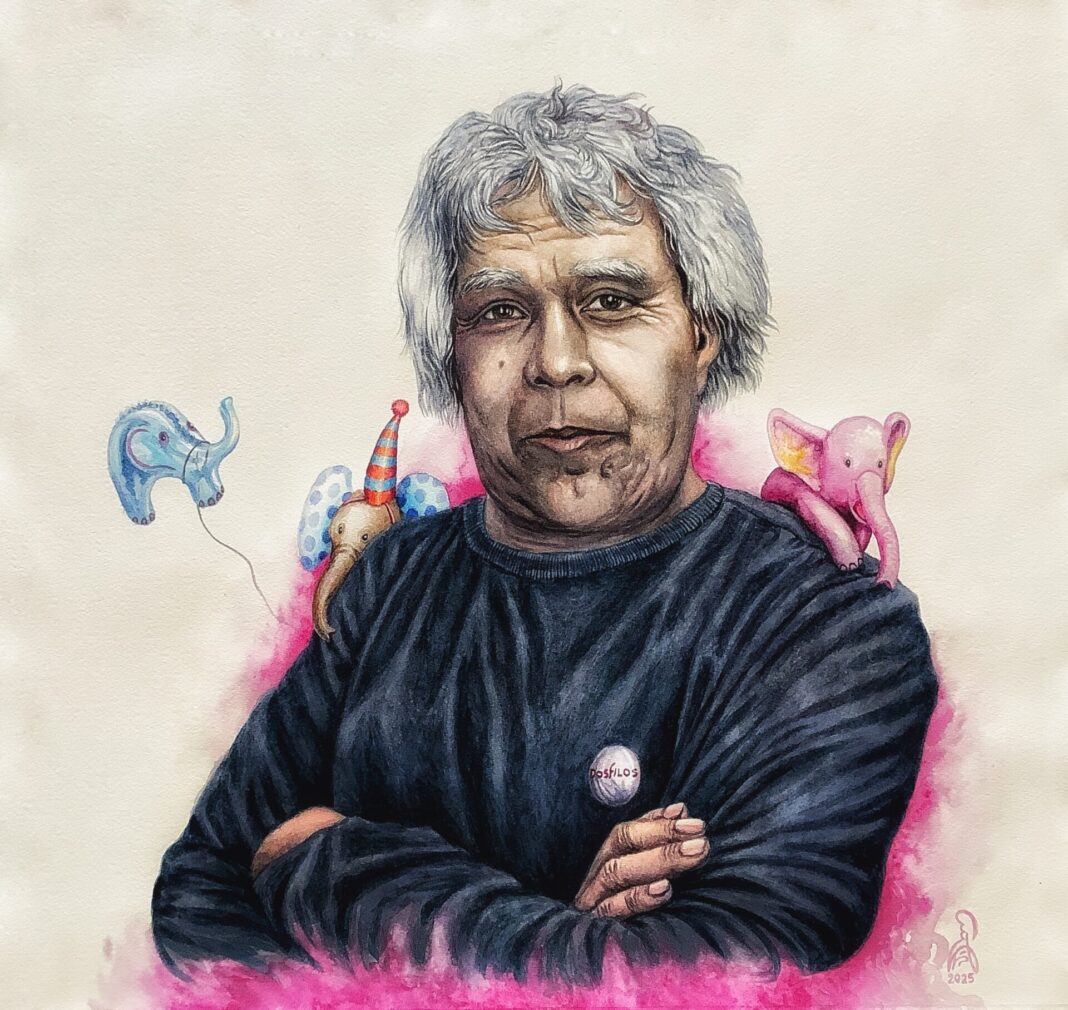 Juan Carlos Villegas. Retrato de José de Jesús Sampedro. Acuarela sobre papel. 2025.