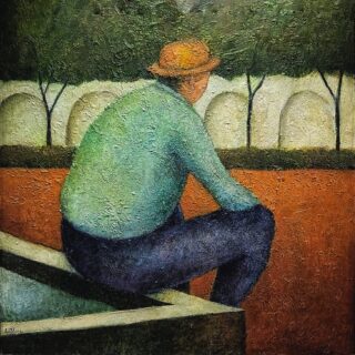Luis Felipe de la Torre. Ejercicio en La Esmeralda. Acrílico sobre arena. 100 x 100 cm. 1985.