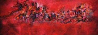 Luis Felipe de la Torre. Versus Amnesia. Óleo sobre tela. 140 x 400 cm. 2025.