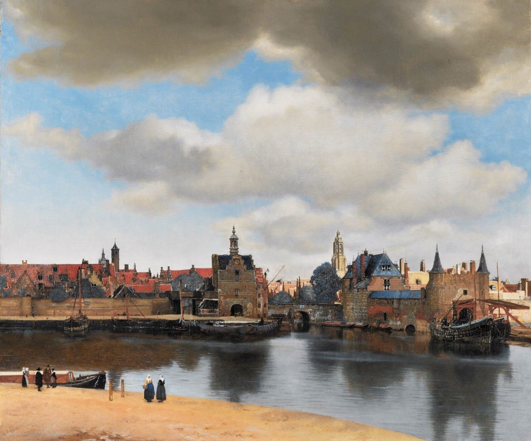 Johannes Vermeer. Vista de Delft. Colección de Mauritshuis de La Haya, Países Bajos. En la obra aparecen 15 personajes